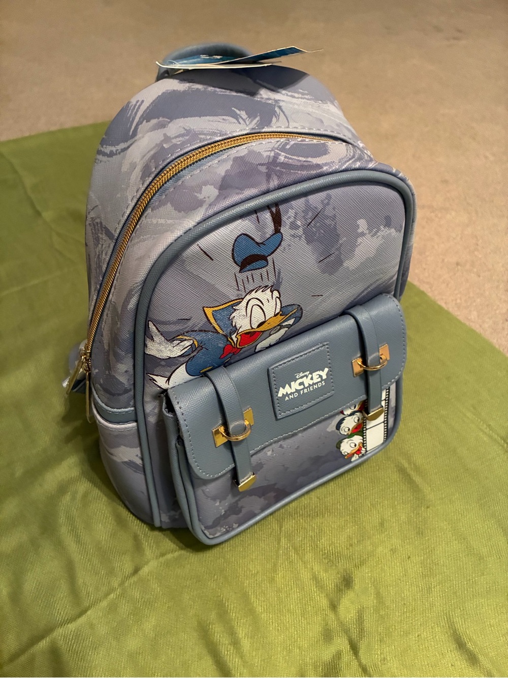 Disney Donald Duck Blue Mini Backpack with Gold Accents